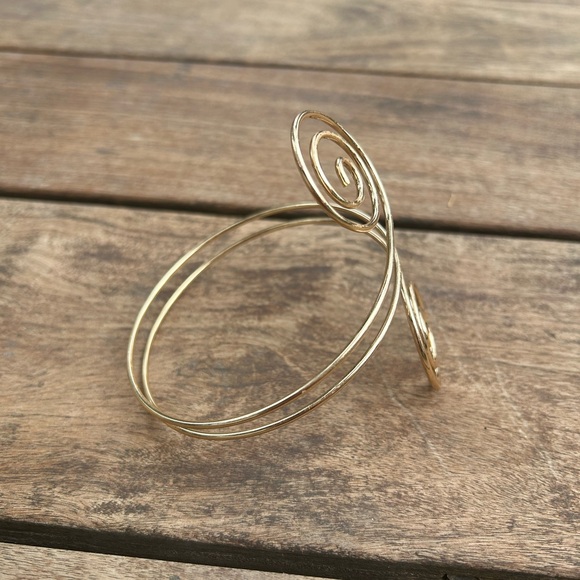 Gold Spiral Bangle Armlet Arm Jewelry Metallic Upper Arm Cuff Bracelet Bangle - Picture 4 of 8